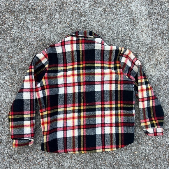 Vintage 80s! Made in‎ USA Cal Craft Patchwork Jacket Coat Red White Black Fleece - Picture 7 of 7